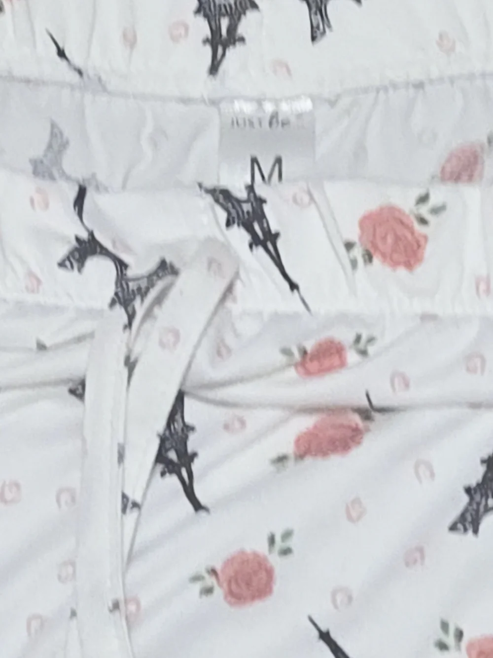 Womens White Eiffel Tower Print Lounge Pants - Rose Accent